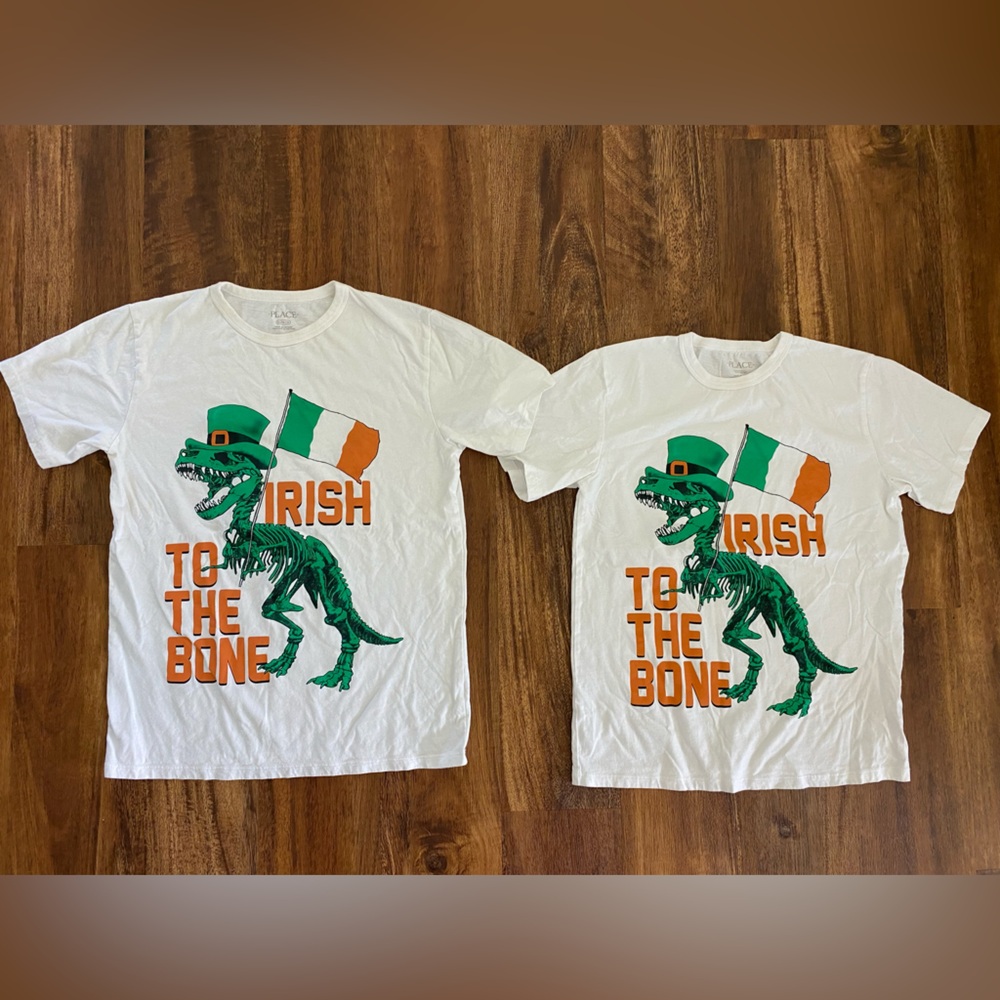 Bundle of 2! St. Patrick’s Day Kids Irish Dinosaur Graphic T-Shirts